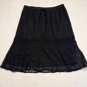 Studio‎ West Lace Skirt Overlay Knee Length Black Pull On Tie Lined Size Large